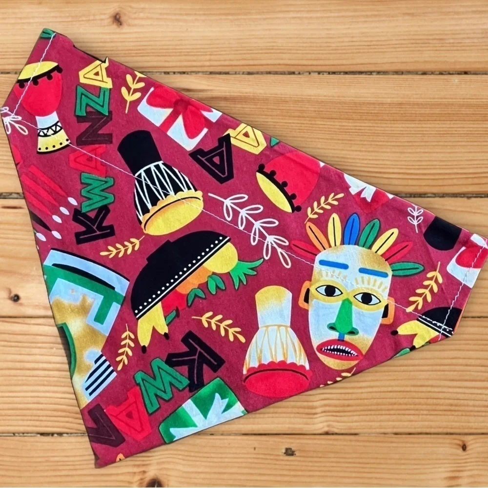 New Kwanza Handmade Reversible Over Collar Dog Bandana XS SM M La…